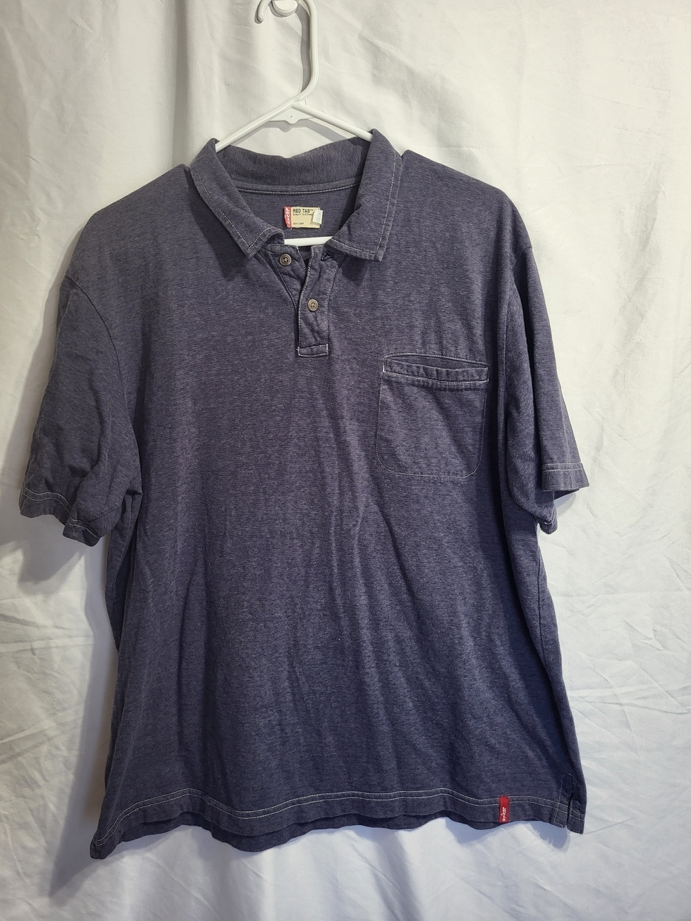 Levi's Heathered Navy Blue Polo Shirt with Chest Pocket, Size Large